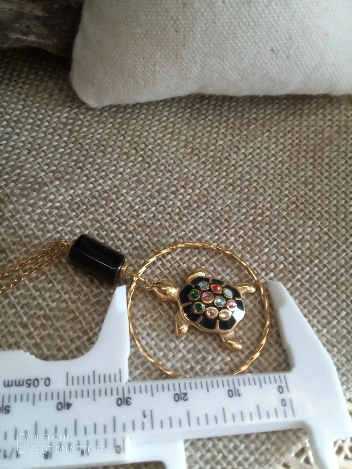 Collier protection tortue noire et pierre d'obsidienne naturelle – photo 2